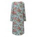 Women Retro Floral Printing Kaftan Long Sleeve Maxi Dress