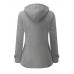 Casual Women Long Sleeve Solid Color Hooded Horn Buttons Coat