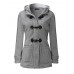 Casual Women Long Sleeve Solid Color Hooded Horn Buttons Coat