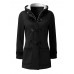 Casual Women Long Sleeve Solid Color Hooded Horn Buttons Coat