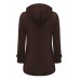 Casual Women Long Sleeve Solid Color Hooded Horn Buttons Coat