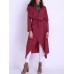 Casual Women Long Sleeve Pure Color Duster Jacket With Belt