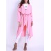 Casual Women Long Sleeve Pure Color Duster Jacket With Belt