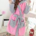 Women Men Comfy Hooded Bathrobe Thicken Coral Velvet Lovely Animals Robes