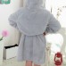 Women Men Comfy Hooded Bathrobe Thicken Coral Velvet Lovely Animals Robes