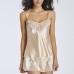 Sexy Luxurious Lace Bow Silk Pajamas Cleavage See-through Sleepwear Sets