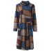 L-5XL Casual Women Loose Turtleneck  Color Block Dress