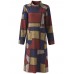 L-5XL Casual Women Loose Turtleneck  Color Block Dress