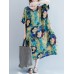 Casual S-5XL Women Loose Lotus Printing Dress