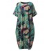 Casual S-5XL Women Loose Lotus Printing Dress