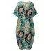 Casual S-5XL Women Loose Lotus Printing Dress