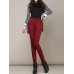 Casual Solid High Waist Thick Velvet Slim Women Pants