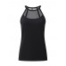 Casual Women Mesh Patchwork O-Neck Sleeveless Tank Tops