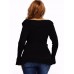 Casual Women Deep V-Neck Irregular Hem Long Sleeve Knitted T-shirts