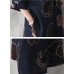 Women Vintage Plus Size Fish Printed Dresses Round Neck Mid Dress