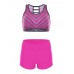 Women Striped Board Shorts Sports Racerback Tankini Beachwear Swimsuit