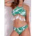 Backless Printed Wireless Halter Elastic Breathable Tankinis Sets