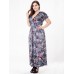 Sexy Floral Women Dress High Waist V-neck Vacation Maxi Dresses