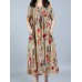 Plus Size Floral Printed Loose Dresses Short Sleeve Ruffled Pockets Casual Dress for Women