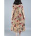 Plus Size Floral Printed Loose Dresses Short Sleeve Ruffled Pockets Casual Dress for Women