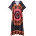 Plus Size Floral Women Vintage Loose Dresses Batwing Sleeve Dress