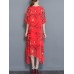 Summer Women Dress Floral Double Fabric Irregular Hem Short Sleeve Dresses