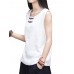 Women Plate Buckle O-neck Pure Color Linen Vintage Tank Tops