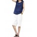 Women Plate Buckle O-neck Pure Color Linen Vintage Tank Tops