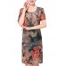 Summer Mother Dress Personalized Floral Printed Chiffon Straight Dress