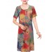 Summer Mother Dress Personalized Floral Printed Chiffon Straight Dress