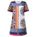 Elegant Women O-Neck Short Sleeve Printed Straight Dress