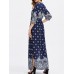 Plus Size Sexy Women V-neck Ornate Print Slit Side Half Sleeve Dresses