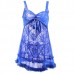 Women Floral Lace Sleepwear See Through Mesh Bowknot Braces Nightdress