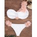 Single Shoulder Flower Sexy Backless Soft Bikini Set Sexy Women Swimwear