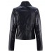 Women Lapel Long Sleeve Zip-Pocket Cool PU Jacket