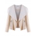 Women Lapel Long Sleeve Zip-Pocket Cool PU Jacket