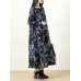 Plus Size Vintage Women Floral Printed Maxi Dress