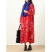 Plus Size Vintage Women Floral Printed Maxi Dress