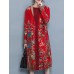 Elegant Women Printed Tassel Folk Style Long Sleeve Coats