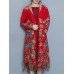 Elegant Women Printed Tassel Folk Style Long Sleeve Coats