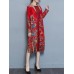 Elegant Women Printed Tassel Folk Style Long Sleeve Coats