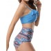 Push Up Flounces Top High-Waisted Printed Panties Two Pieces Bikini Set