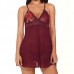 Women Sexy Sling Dress Sleeveless Hollow Lace Triangle Cup Sleepwear