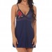 Women Sexy Sling Dress Sleeveless Hollow Lace Triangle Cup Sleepwear