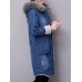 Casual Women Faux Fur Collar Double Pocket Thick Denim Coat