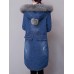 Casual Women Faux Fur Collar Double Pocket Thick Denim Coat