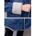 Casual Women Faux Fur Collar Double Pocket Thick Denim Coat