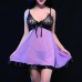 Sexy Sleeveless Lace Bow-knot Transparent Mesh Comfort Nightdress