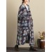 Vintage Women V-Neck Printed Fleece Lined Coat