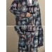 Vintage Women V-Neck Printed Fleece Lined Coat